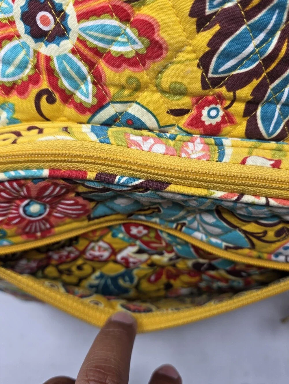 Vera Bradley Provencial  Yellow Quilted Backpack Organizer & Laptop Sleeve